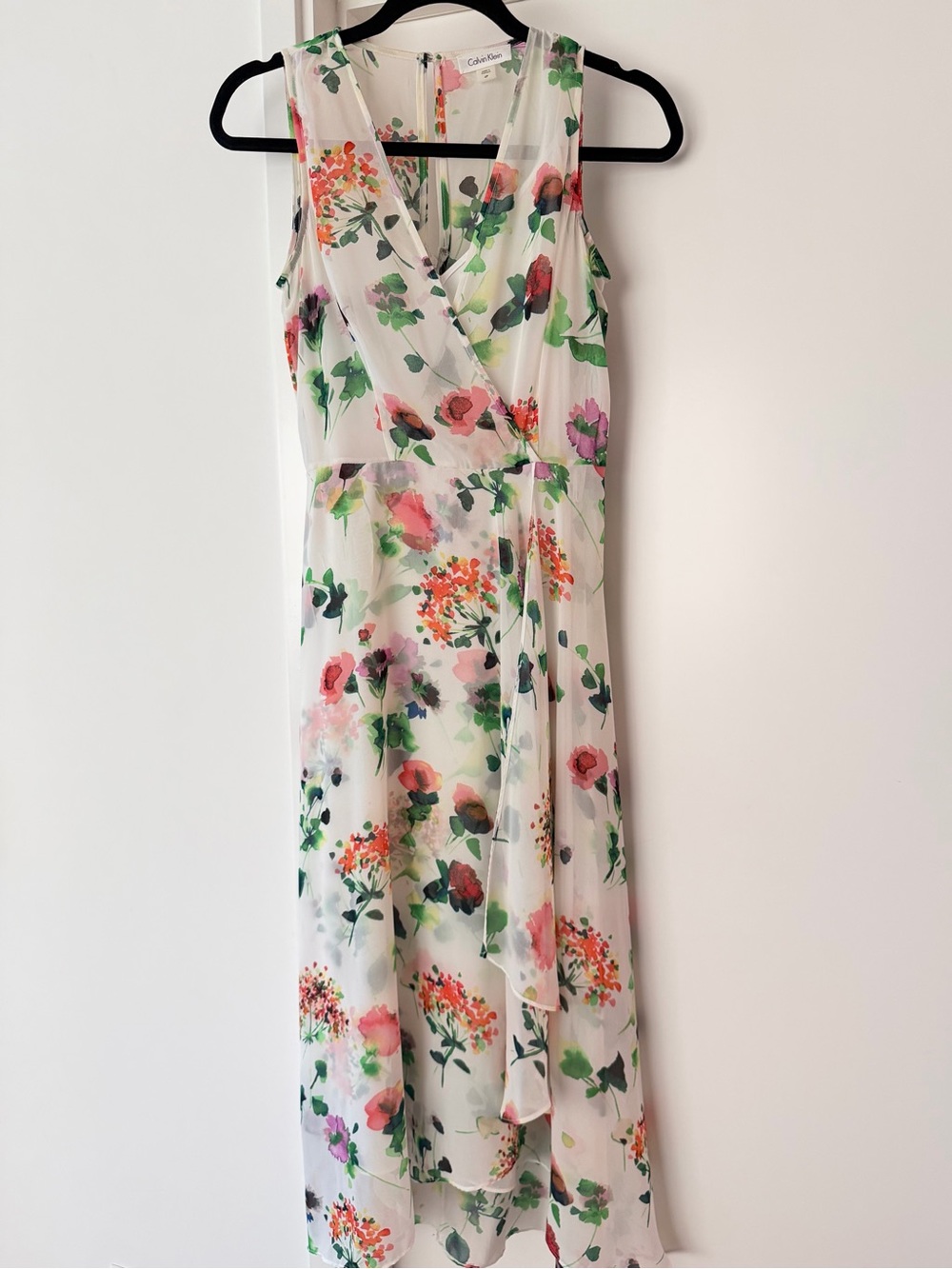 Calvin Klein Chiffon Floral Wrap Maxi Dress - Size 4P